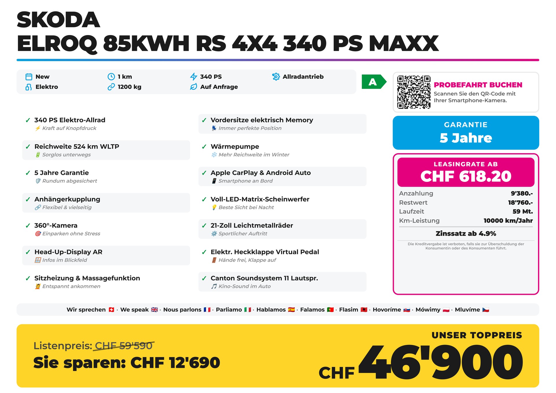 SKODA Elroq 85kWh RS 4x4 340 PS MAXX + AHK + 5 Jahre Garantie-showroom-element-1