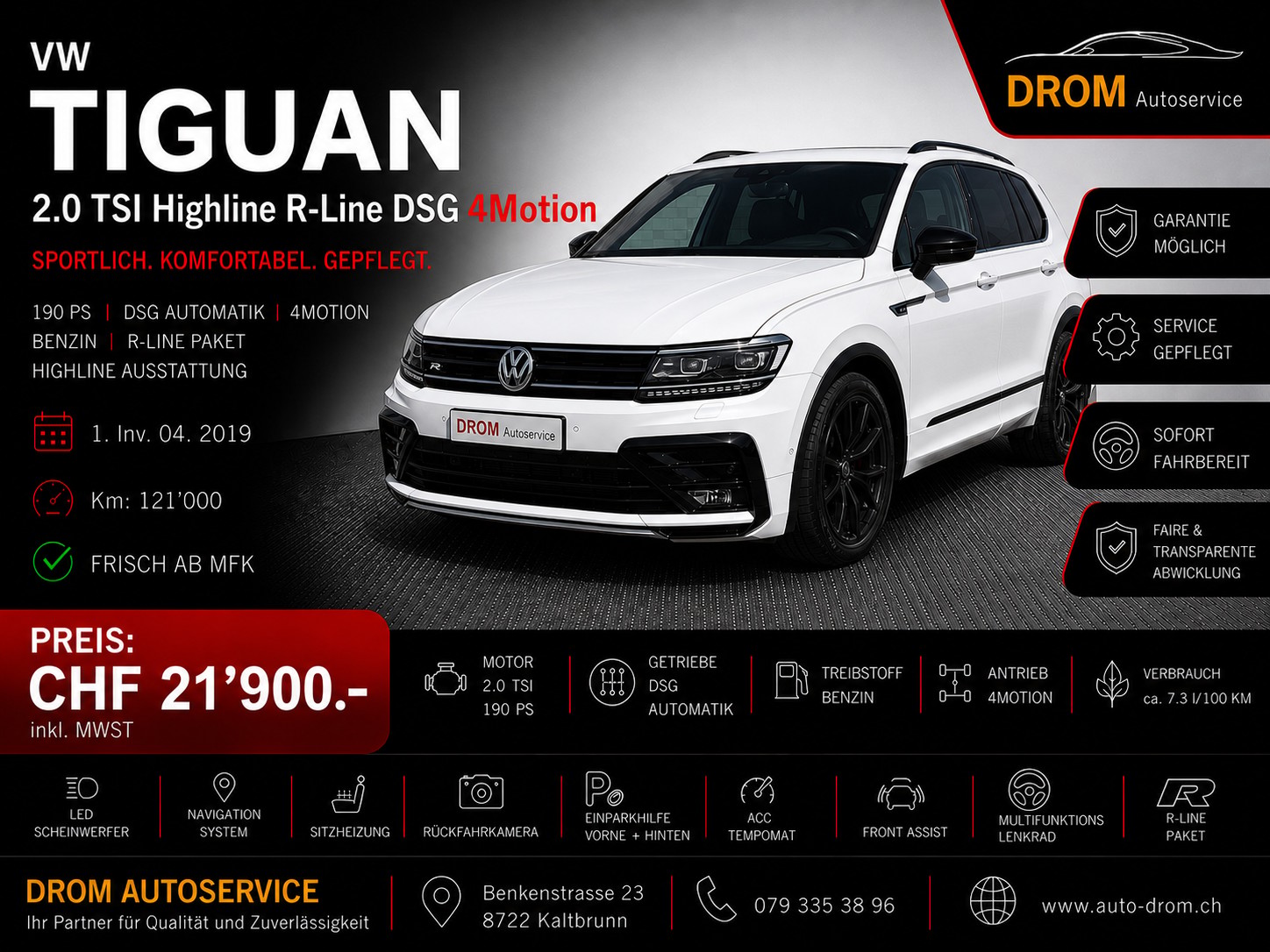 VW Tiguan 2.0TSI Highline R- Line 4Motion DSG
