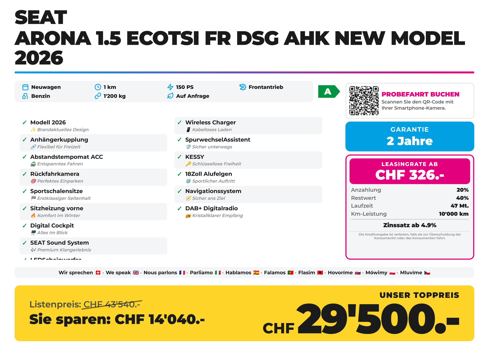 SEAT Arona 1.5 EcoTSI FR DSG AHK NEW Model 2026-showroom-element-1
