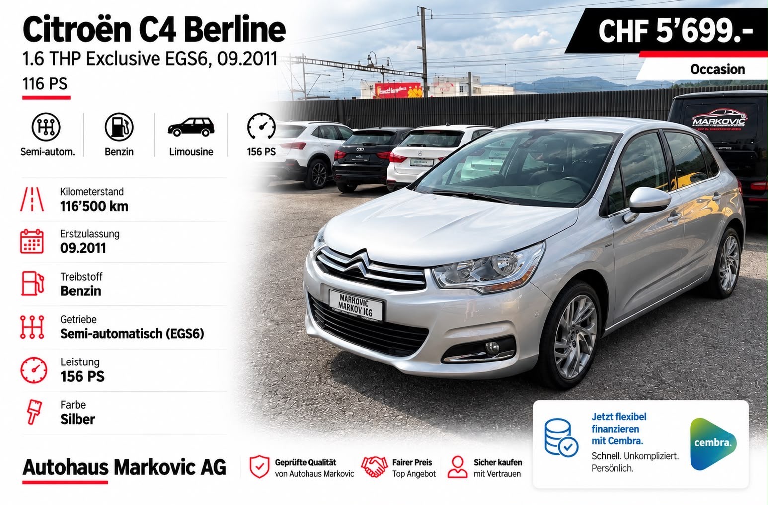 CITROEN C4 Berline 1.6 THP Exclusive EGS6