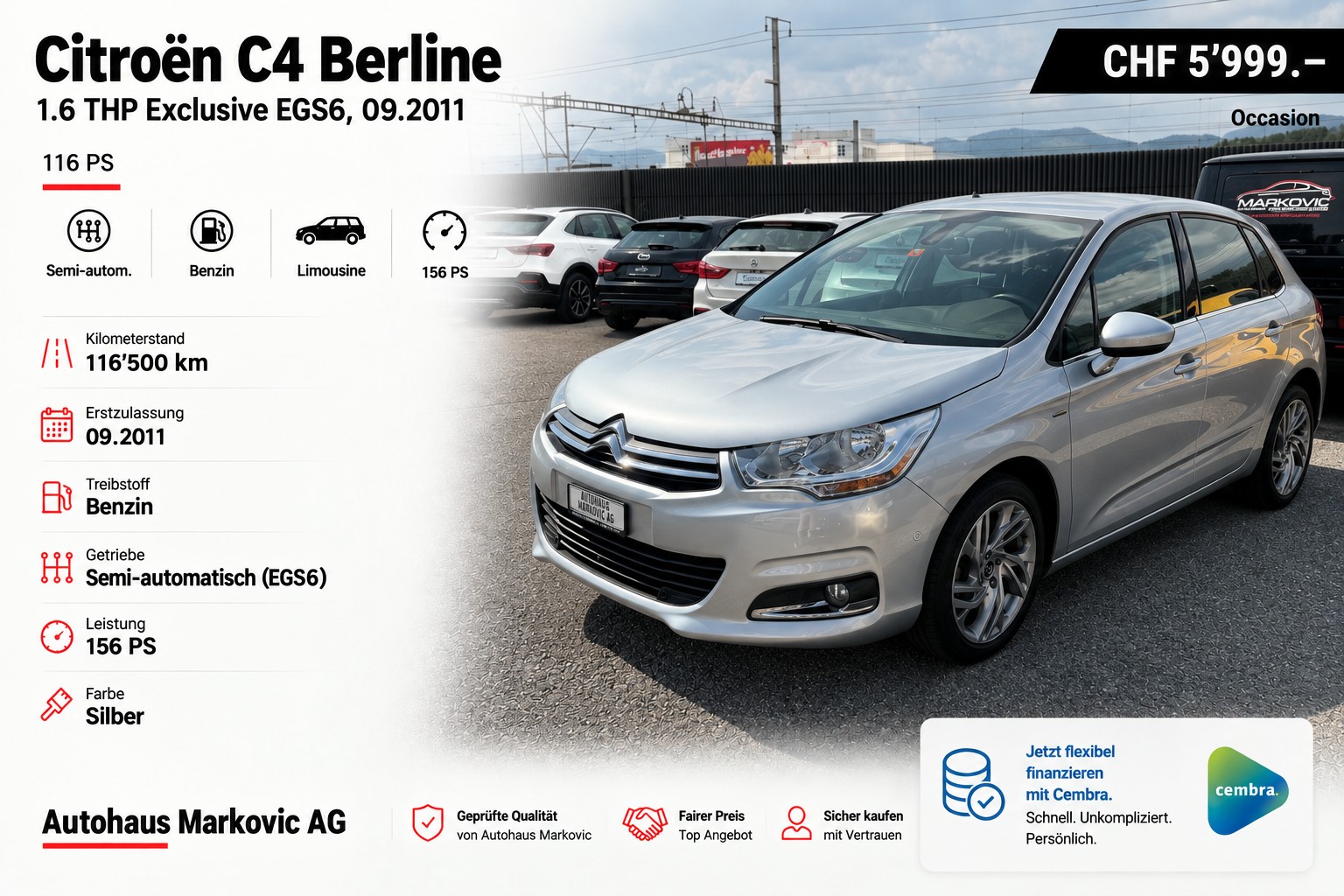 CITROEN C4 Berline 1.6 THP Exclusive EGS6