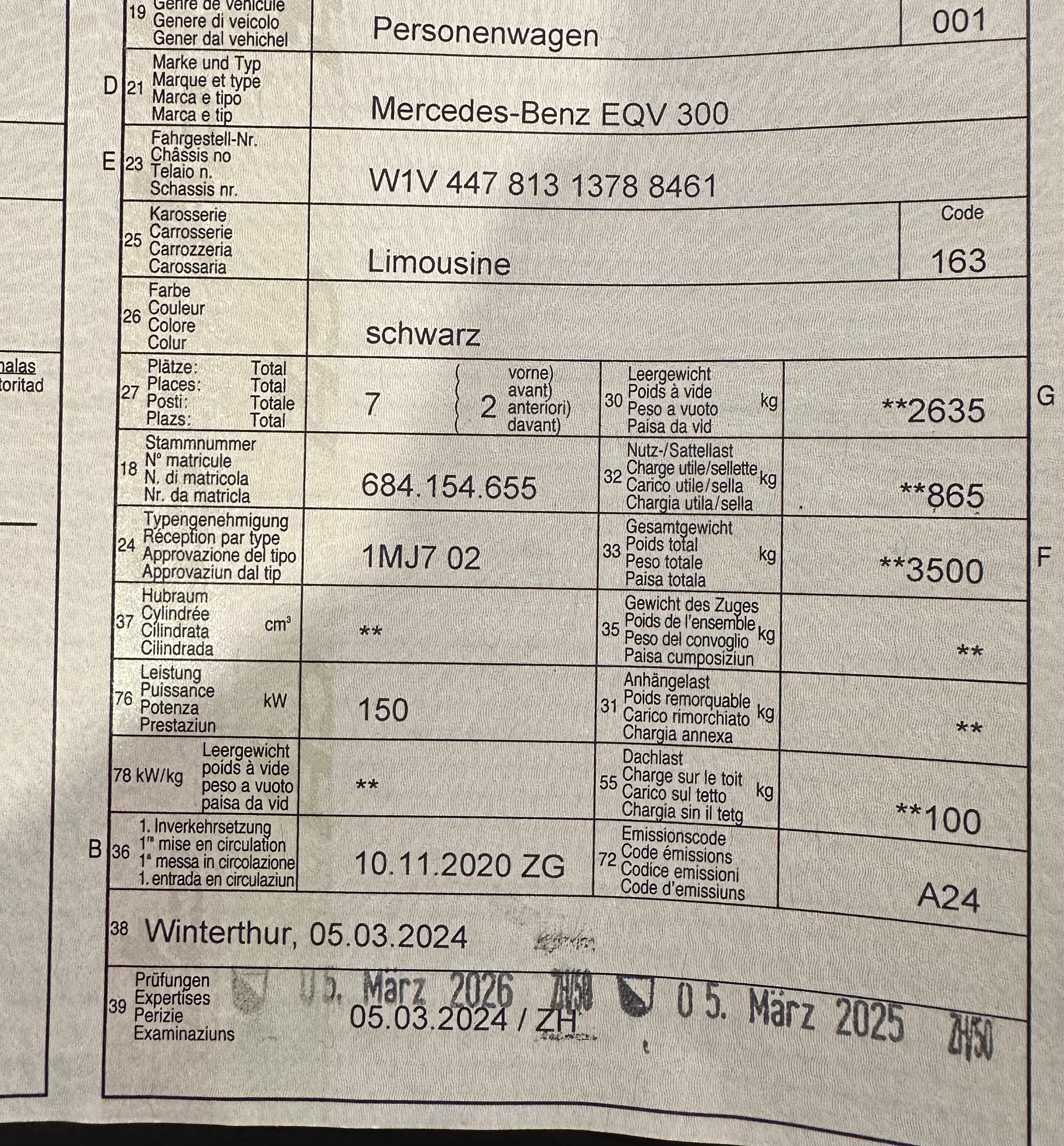 MERCEDES-BENZ EQV 300 lang Avantgarde Frisch MFK Voll Ausstattung 0782300020-image-13