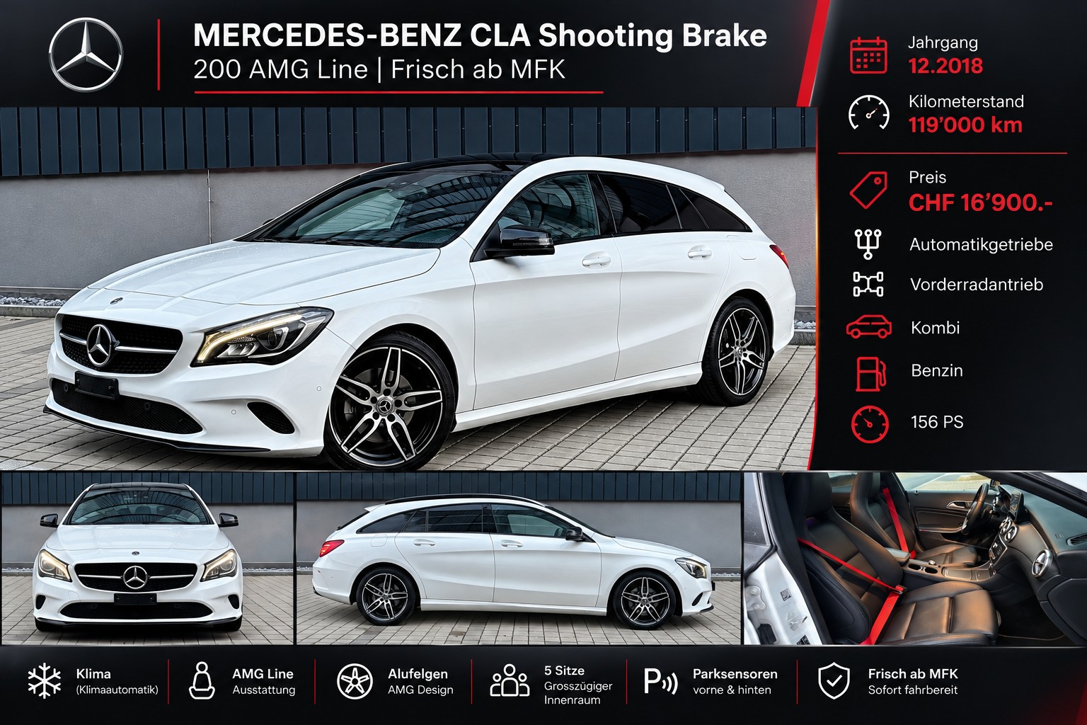 MERCEDES-BENZ CLA Shooting Brake 200 AMG Line Frisch ab MFK