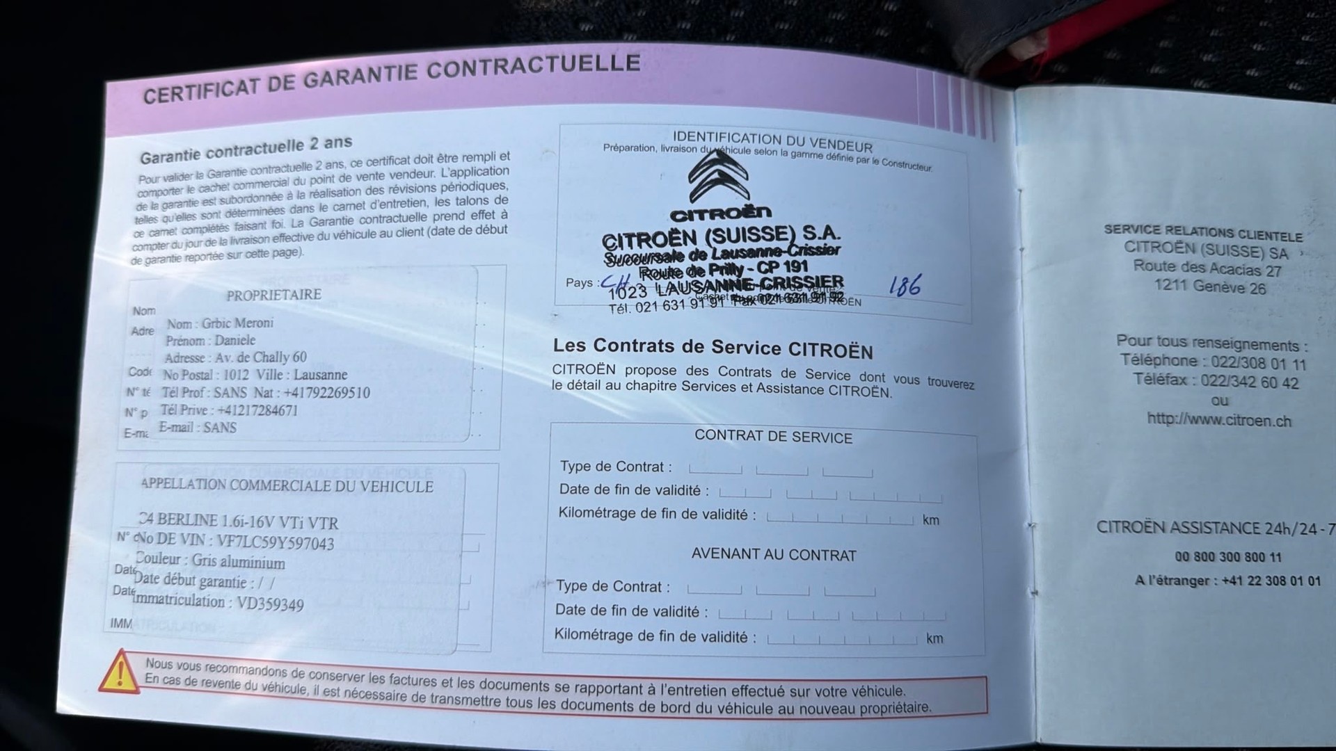 CITROEN C4 Berline 1.6i 16V VTR - Véhicule 1ère main - Nouvelle Expertise & Grand Service Fait : 09.10.2026 - Distribution par Chaîne.-image-24