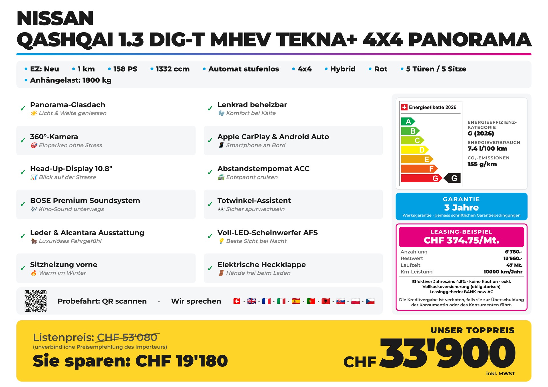 NISSAN Qashqai 1.3 DIG-T MHEV Tekna+ 4x4 Panorama-showroom-element-1