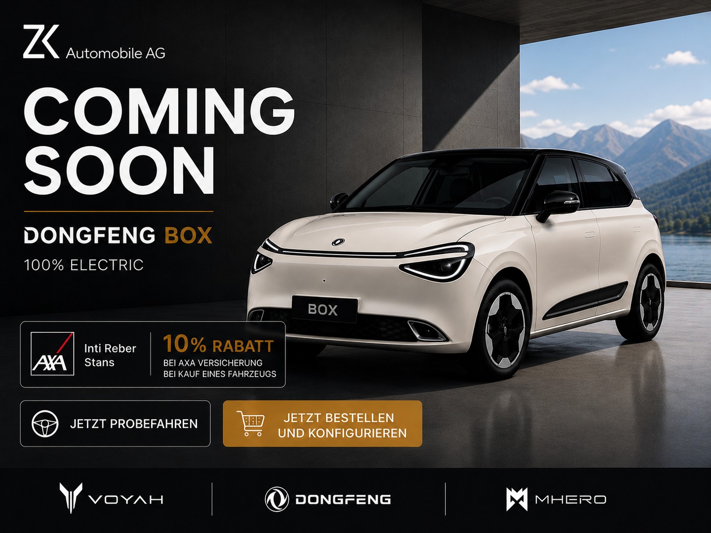 DONGFENG Box 42 kWh Vanilla Frost / 360° Kamera / Car Play / Ecotex Leder / 12 Zoll Display / Sitzheizung/Kühlung / Phone Mirroring /