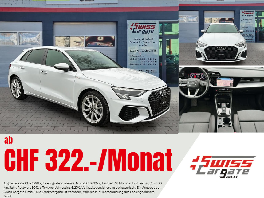 AUDI A3 Sportback 35 TFSI S line S-tronic mit 5J Werksgarantie oder 100000km