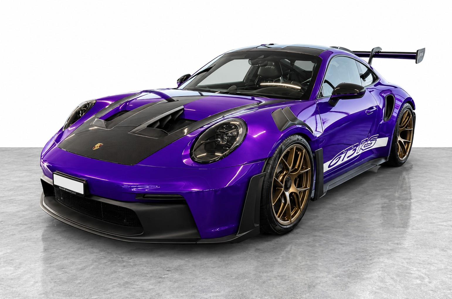 PORSCHE 911 (992) GT3 RS Weissach-Paket | Vollfolierung Violett (Orig. Schwarz) | Keine Rennstrecke | 1. Hand | CH-Fahrzeug