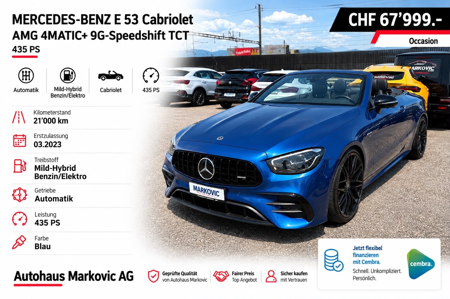 MERCEDES-BENZ E 53 Cabriolet AMG 4 Matic+ 9G-Speedshift TCT