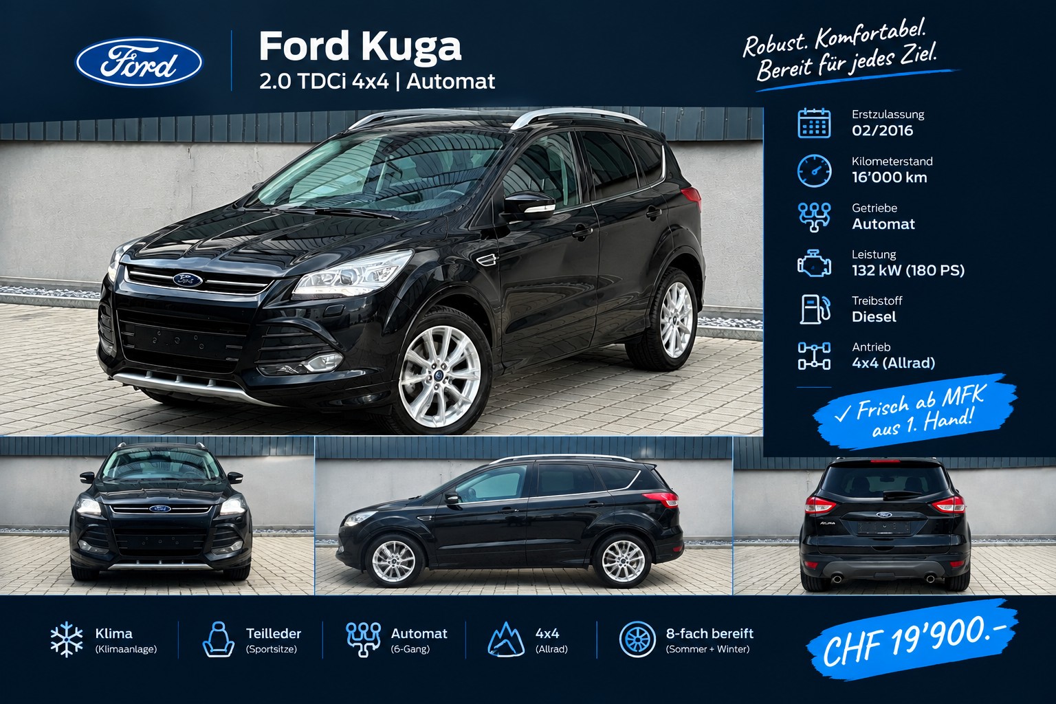 FORD Kuga 2.0 TDCi Titanium S 4WD erst 16’000km aus 1.Hand