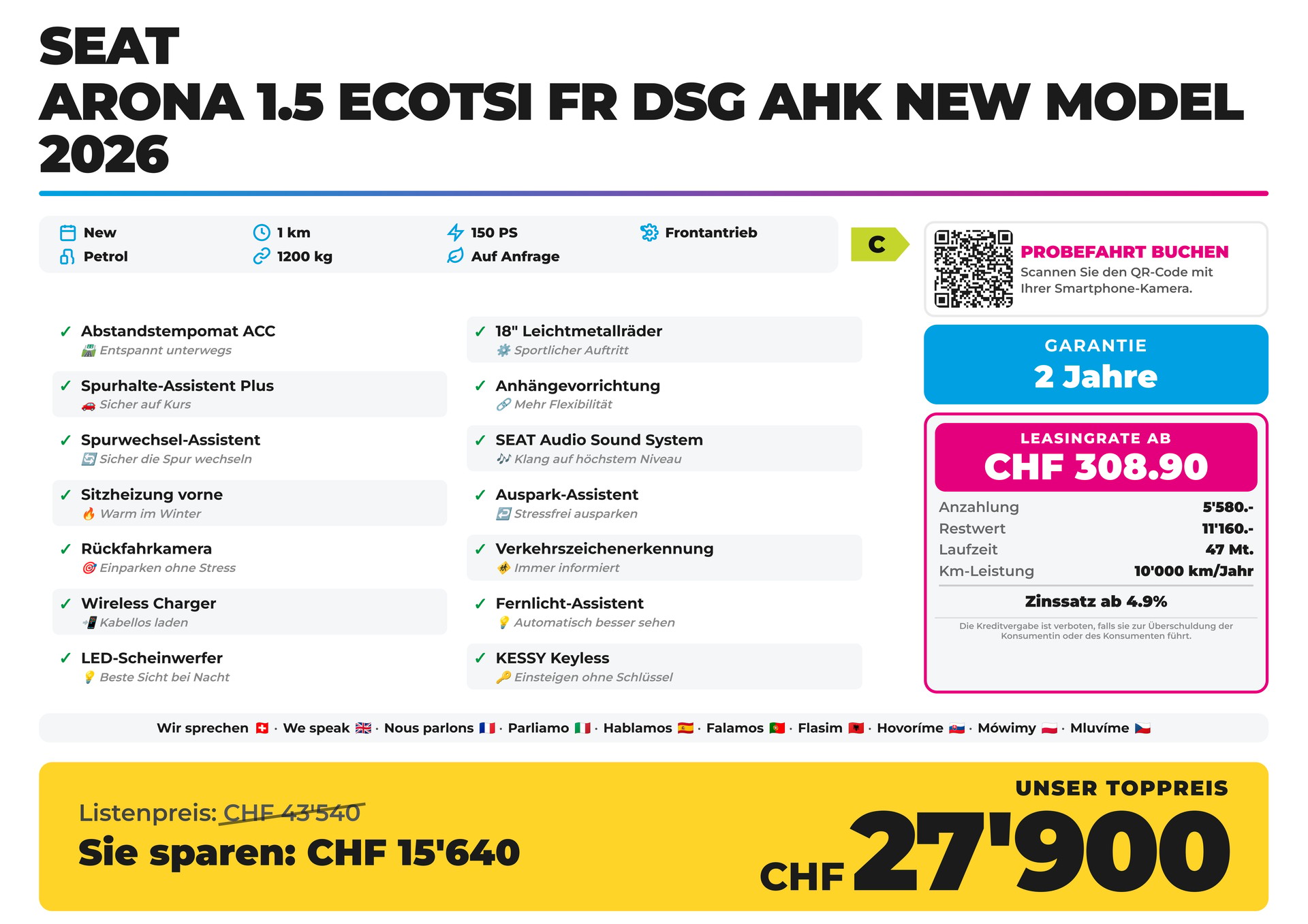 SEAT Arona 1.5 EcoTSI FR DSG AHK NEW Model 2026-showroom-element-1