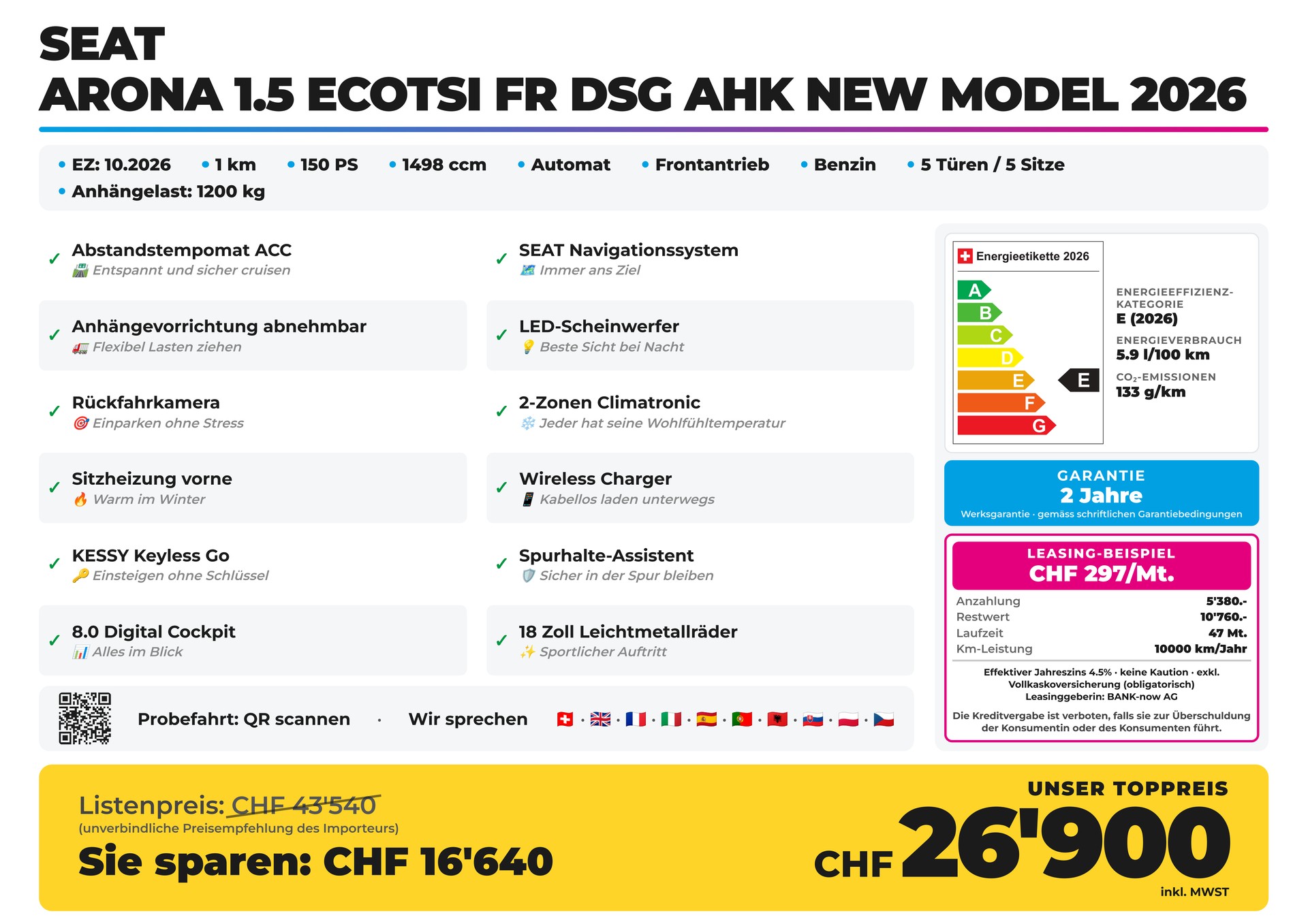 SEAT Arona 1.5 EcoTSI FR DSG AHK NEW Model 2026-showroom-element-1