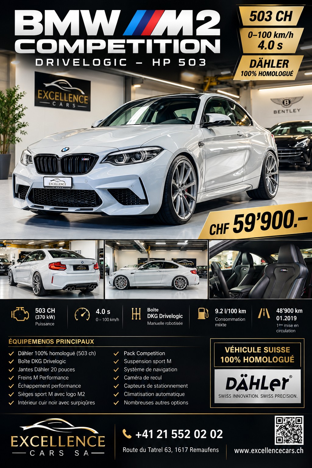 BMW M2 Competition Drivelogic, HP 503 Dähler 100% Homologué. 1 of 50!-image-31
