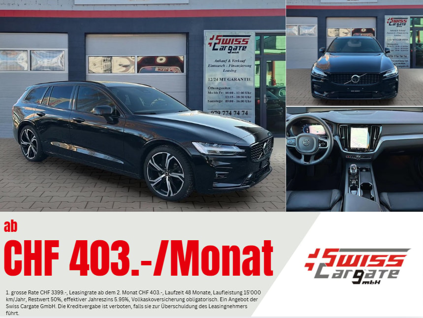 VOLVO V60 B4 Benzin Mild Hybrid Ultra Dark DCT mit AHK & Panoramadach & 5J Werksgarantie oder bis 200000km