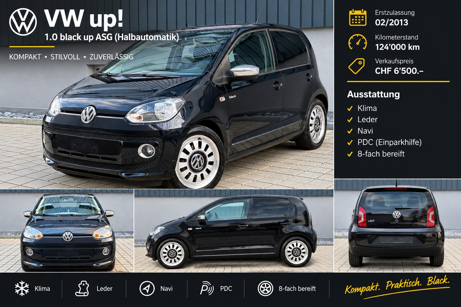 VW Up 1.0 black up ASG (Automat) Frisch ab MFK