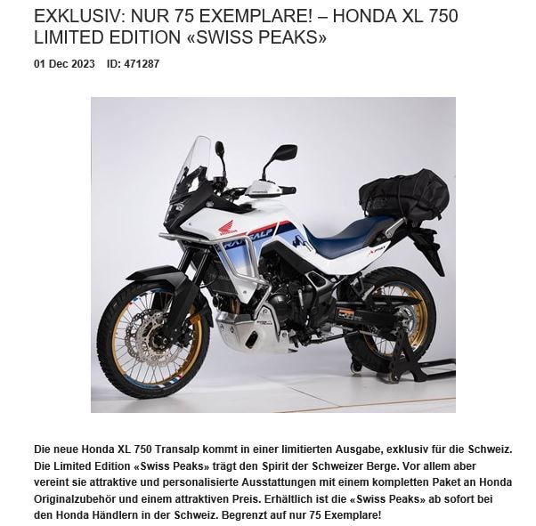 HONDA XL 750 Lim. Ed. Swiss Peak - manuell-image-4