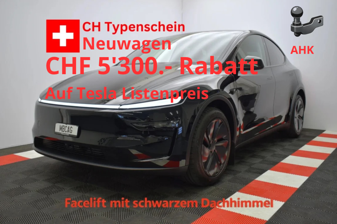 TESLA Model Y Long Range Premium AWD, Neuwagen, CH Typenschein, Anhängerkupplung, "Diamond black"