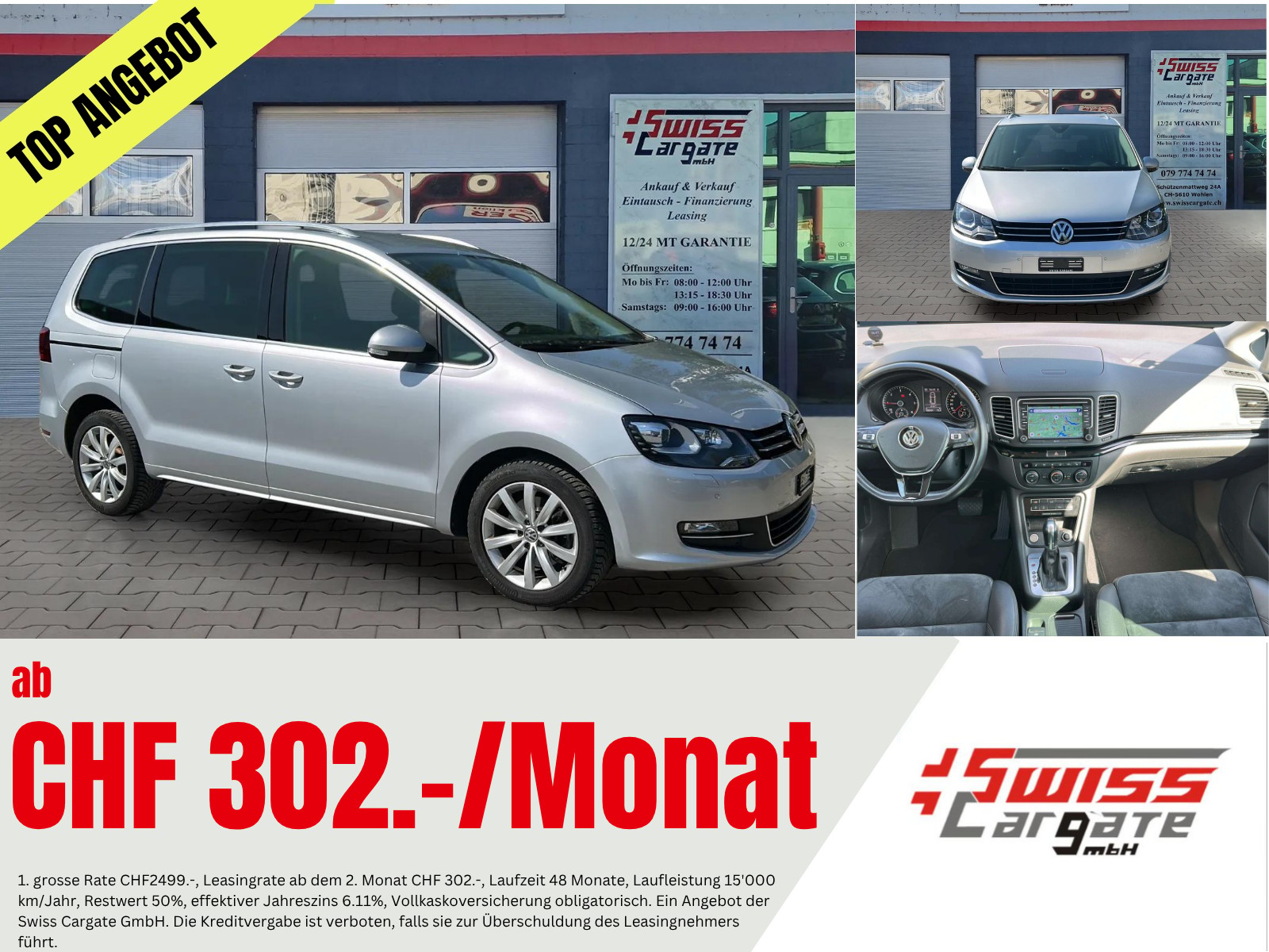 VW Sharan 2.0 TDI BMT Highline 4Motion DSG 184PS 7 Plätze mit AHK & Standheizung
