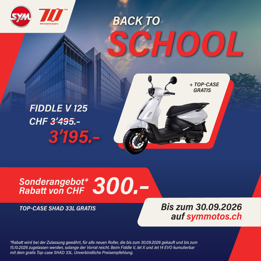 SYM Fiddle V 125 * CHF 300.- Rabatt & Gratis Topcase-image-1