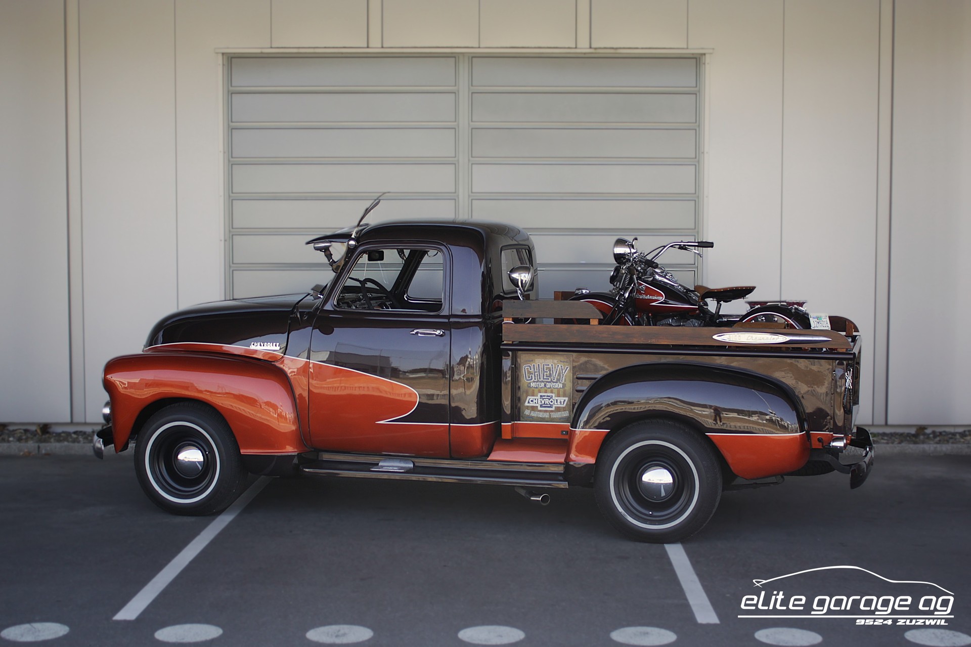 CHEVROLET Pick Up 3100 + Harley Davidson Flathead WL50 (VETERANENGEPRÜFT)-image-1