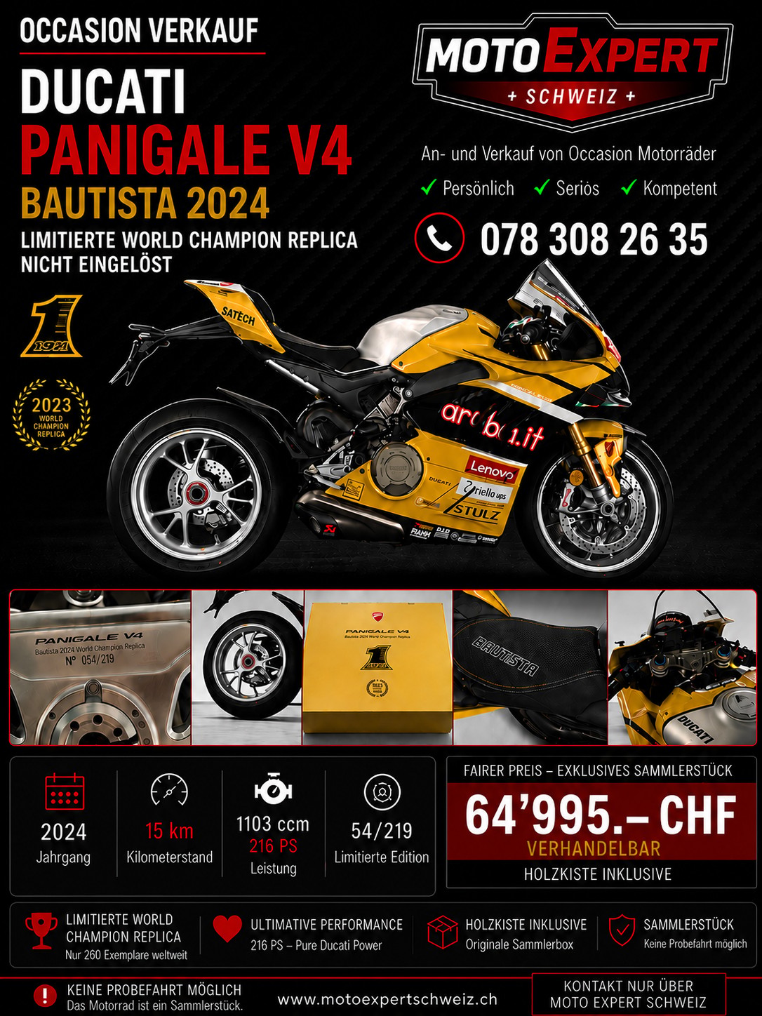 DUCATI Ducati Panigale V4 Bautista 2024 World Champion Replica – Nr. 054/219