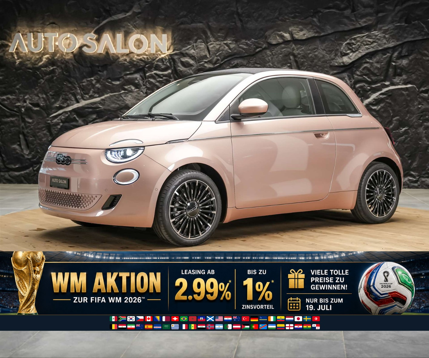 FIAT 500 C electric 87 kW La Prima *Rose Gold Metallic*-image-0