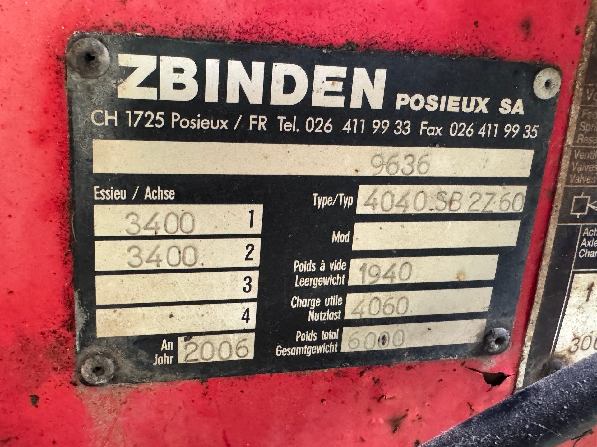 ZBINDEN Drehschemelanhänger 4040 SB 2Z-60 6 Tonnen-image-4